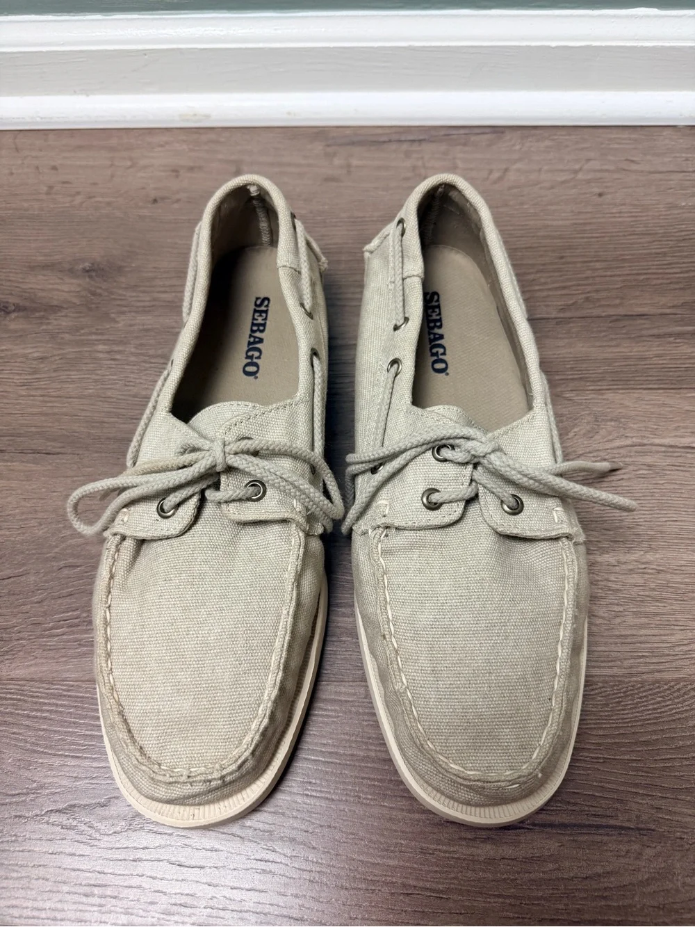 Sebago Portland Zen Canvas Docksides Boat Shoes Men's Size 11 Beige | Like New
